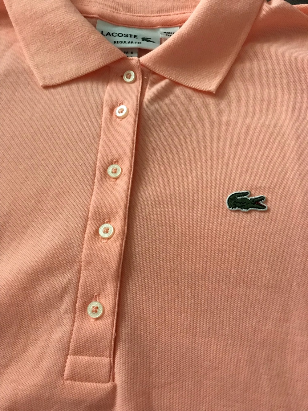 Lacoste Piqué Polo Salmon Color Shirt - Picture 4 of 6